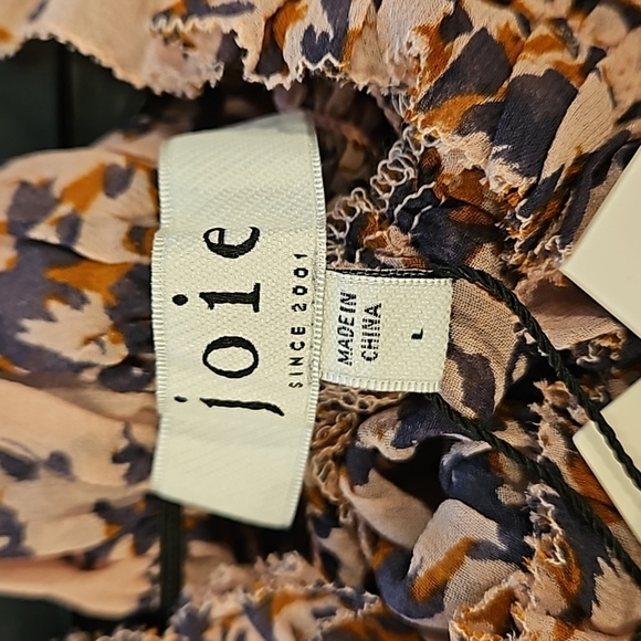 💕JOIE💕 Chelsse Short Sleeve 100% Silk Blouse Top ~ Pale Mauve Print L NWT - Picture 12 of 15